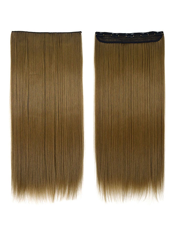 Umiwin One Piece Elegant Lace Human Hair Straight Wig Brown 60cm 