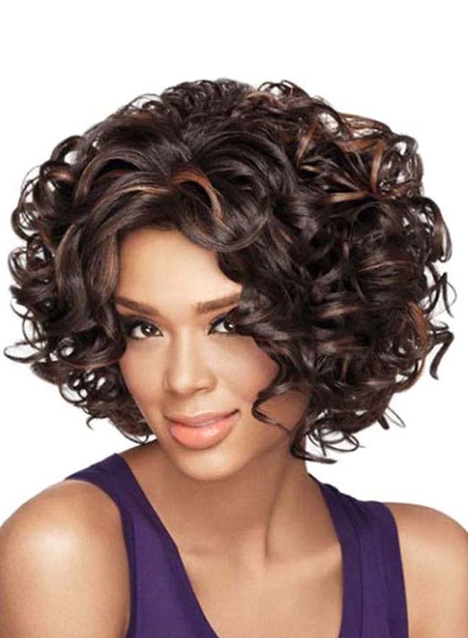 Umiwin Short Wavy Natural-Looking Frontal Hair Wig 35cm 