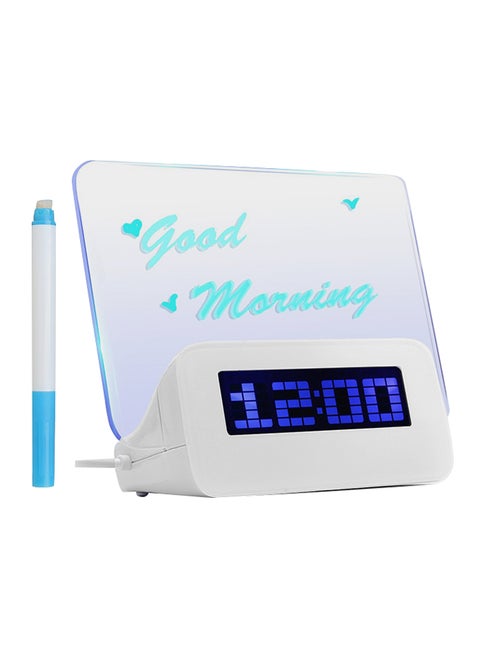 LED Digital Alarm Clock With Message Board White