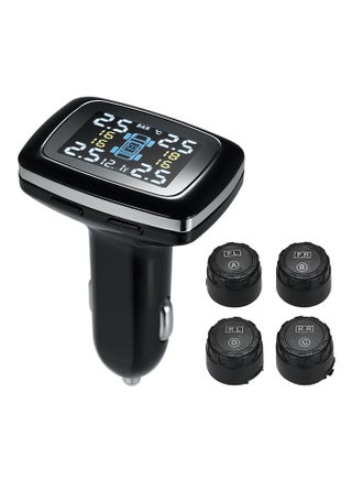 TPMS Smart Car Wireless Tire Pressure Monitoring System with Cigarette Lighter, Digital LCD Display & 4 External Sensors - v1545383662/N19949070A_1