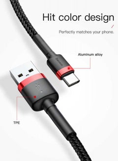 Baseus USB C Cable 2A Fast Charging Cable Nylon Braided Cafule Series - 2M USB Type C Charger Compatible for Samsung S21 S20 S9 Note 20 10 Huawei P30 P20 Lite Mate 20 Pro P20 LG G5 G6 Xiaomi Mi 11 Ultra A2 etc. Black/Red  - Image 2