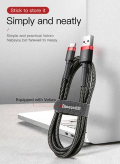 Baseus USB C Cable 2A Fast Charging Cable Nylon Braided Cafule Series - 2M USB Type C Charger Compatible for Samsung S21 S20 S9 Note 20 10 Huawei P30 P20 Lite Mate 20 Pro P20 LG G5 G6 Xiaomi Mi 11 Ultra A2 etc. Black/Red  - Image 4
