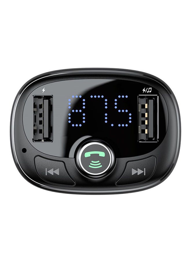 Baseus - Bluetooth FM Transmitter Wireless Radio Adapter Car Kit with Dual USB Charging Car Charger MP3 Player Support TF Card & USB Disk Black - Image 1