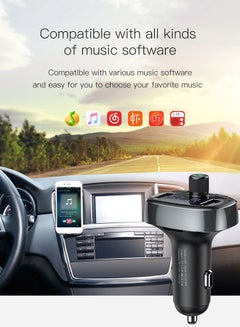 Baseus Bluetooth FM Transmitter Wireless Radio Adapter Car Kit with Dual USB Charging Car Charger MP3 Player Support TF Card & USB Disk Black  - Image 3