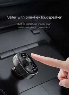 Baseus Bluetooth FM Transmitter Wireless Radio Adapter Car Kit with Dual USB Charging Car Charger MP3 Player Support TF Card & USB Disk Black  - Image 4
