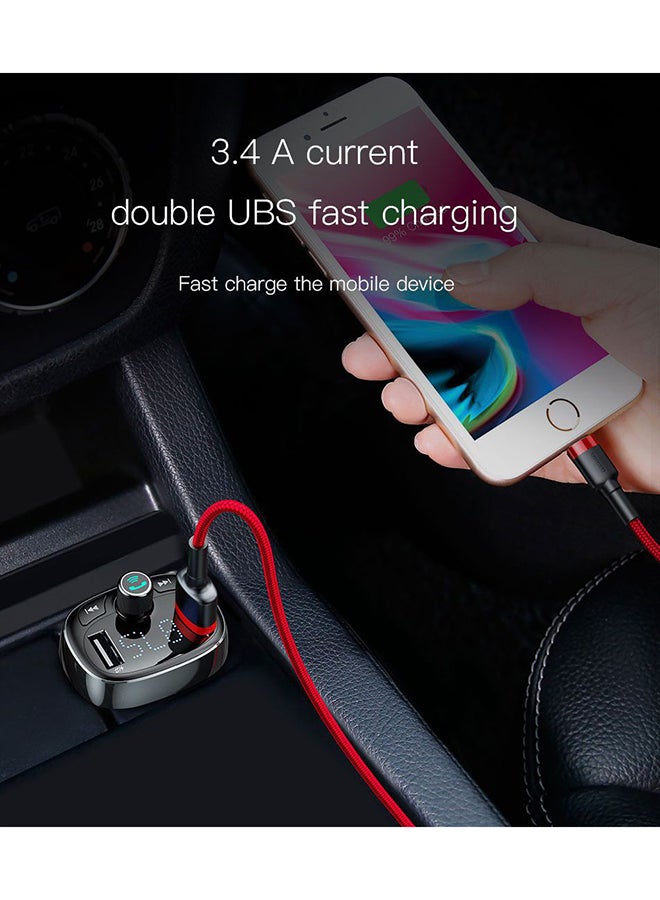 Baseus - Bluetooth FM Transmitter Wireless Radio Adapter Car Kit with Dual USB Charging Car Charger MP3 Player Support TF Card & USB Disk Black - Image 1