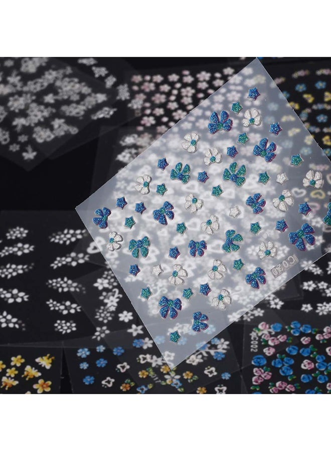 30 Sheet 3D Floral Design Nail Art Stickers Multicolour - Image 4