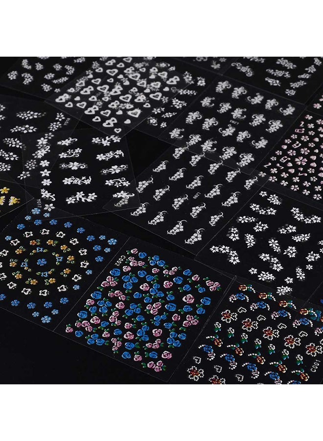 30 Sheet 3D Floral Design Nail Art Stickers Multicolour - Image 3