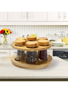 BILLI 6-Piece Spice Bottle With Lid And Stand Beige/Clear 19x12x19cm  - Image 2
