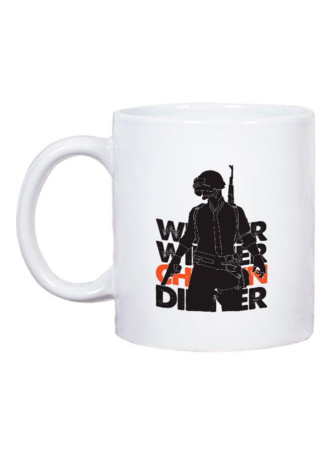 LOUD UNIVERSE - Winner Winner Chicken Dinner Printed Gamer Coffee Mug White/Black/Orange - Image 1