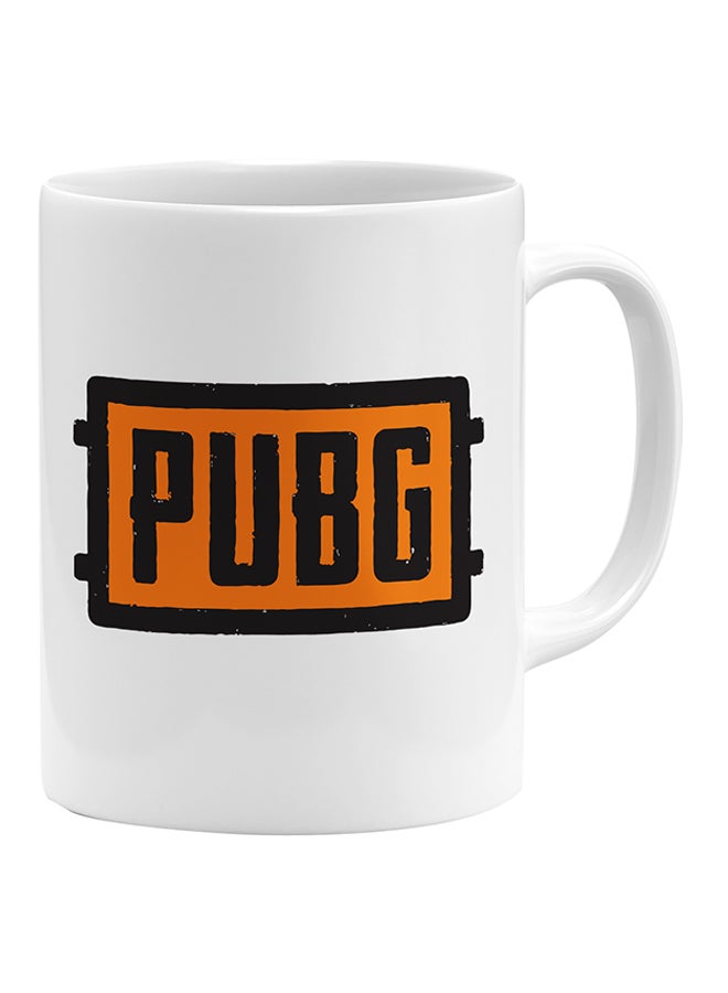 LOUD UNIVERSE PUBG Logo Printed Coffee Mug White/Black/Orange - Image 1