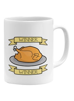 LOUD UNIVERSE PUBG Winner Winner Chicken Dinner Printed Coffee Mug White/Beige/Orange  - Image 1