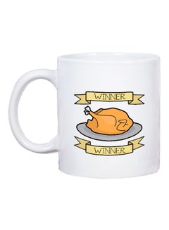 LOUD UNIVERSE PUBG Winner Winner Chicken Dinner Printed Coffee Mug White/Beige/Orange  - Image 2