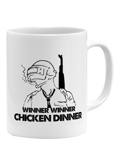 LOUD UNIVERSE PUBG Winner Winner Chicken Dinner Printed Coffee Mug White/Black 3.15 x 3.75 x 3.15inch  - Image 1