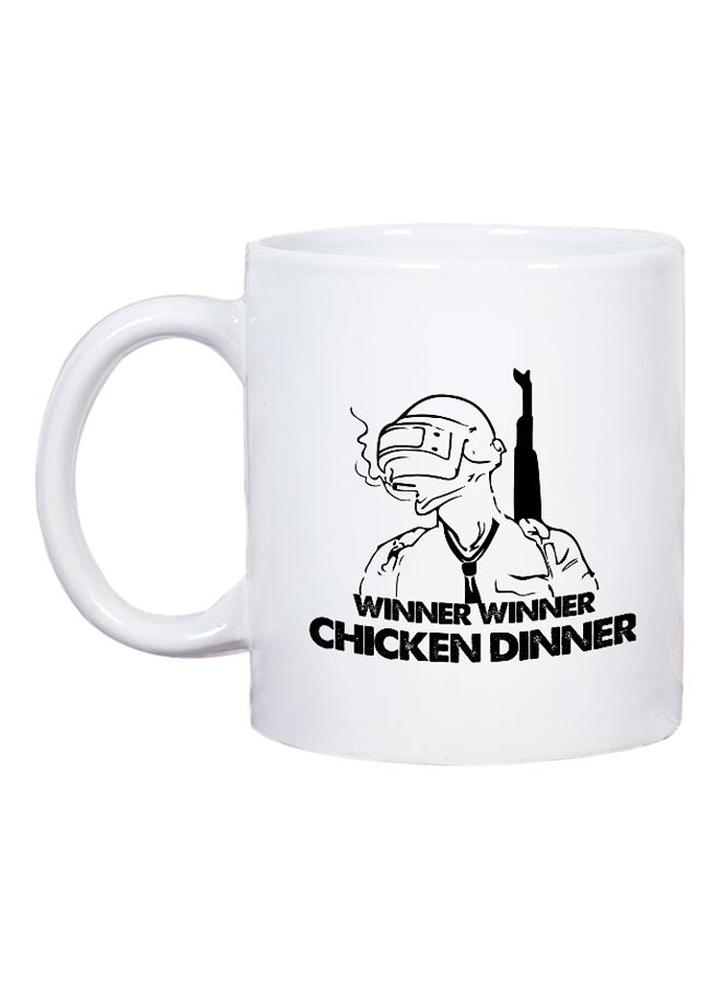 LOUD UNIVERSE - PUBG Winner Winner Chicken Dinner Printed Coffee Mug White/Black 3.15 x 3.75 x 3.15inch - Image 1
