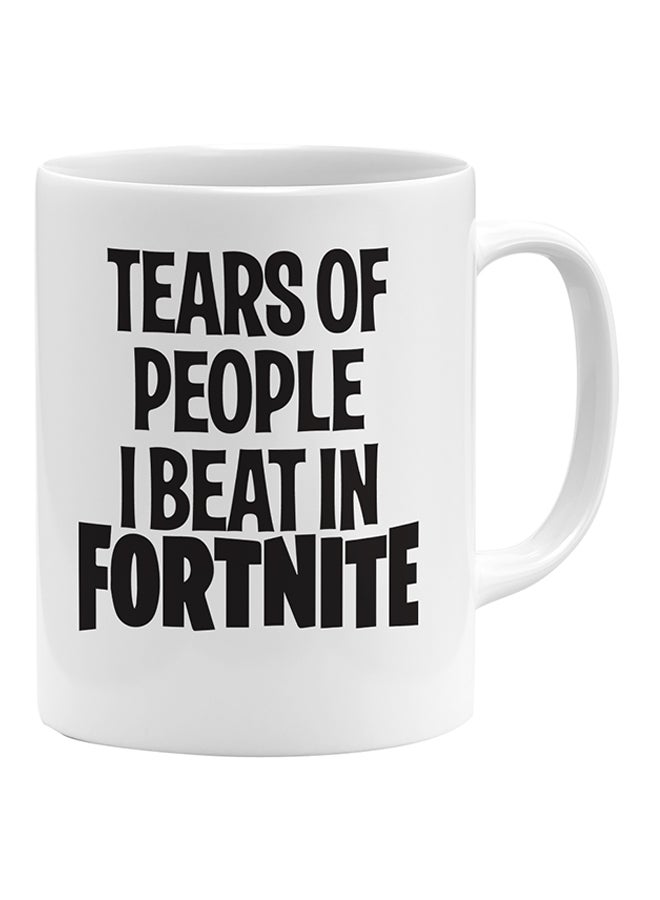 لاود يونيفيرس مج قهوة مطبوع عليه عبارة "Tears Of People" من لعبة Fortnite أبيض/ أسود - Image 1