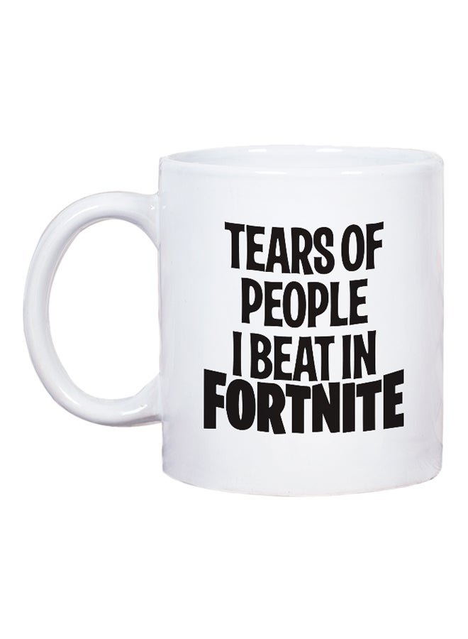 لاود يونيفيرس مج قهوة مطبوع عليه عبارة "Tears Of People" من لعبة Fortnite أبيض/ أسود - Image 2