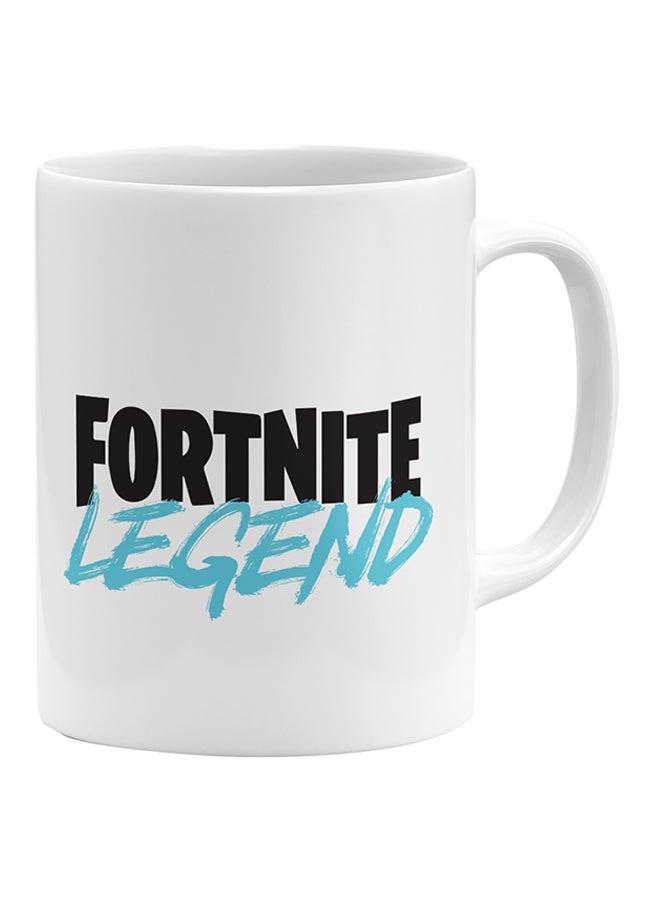 لاود يونيفيرس قدح قهوة مطبوع بكلمة 'Fortnite Legend' أبيض / أسود / أزرق - Image 1
