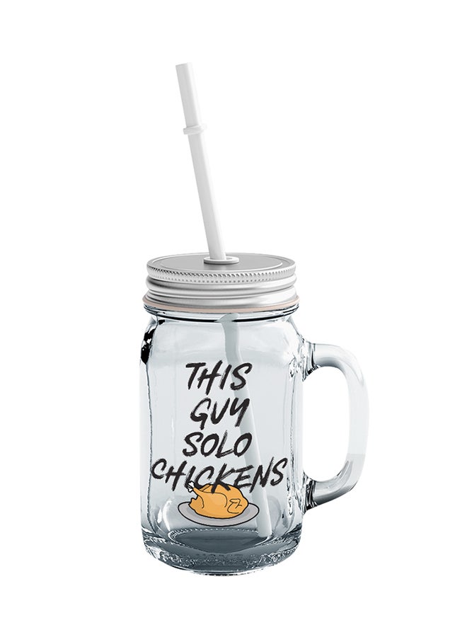 LOUD UNIVERSE PUBG This Guy Solo Chickens Mason Jar With Straw Clear/Black/Beige  - Image 1