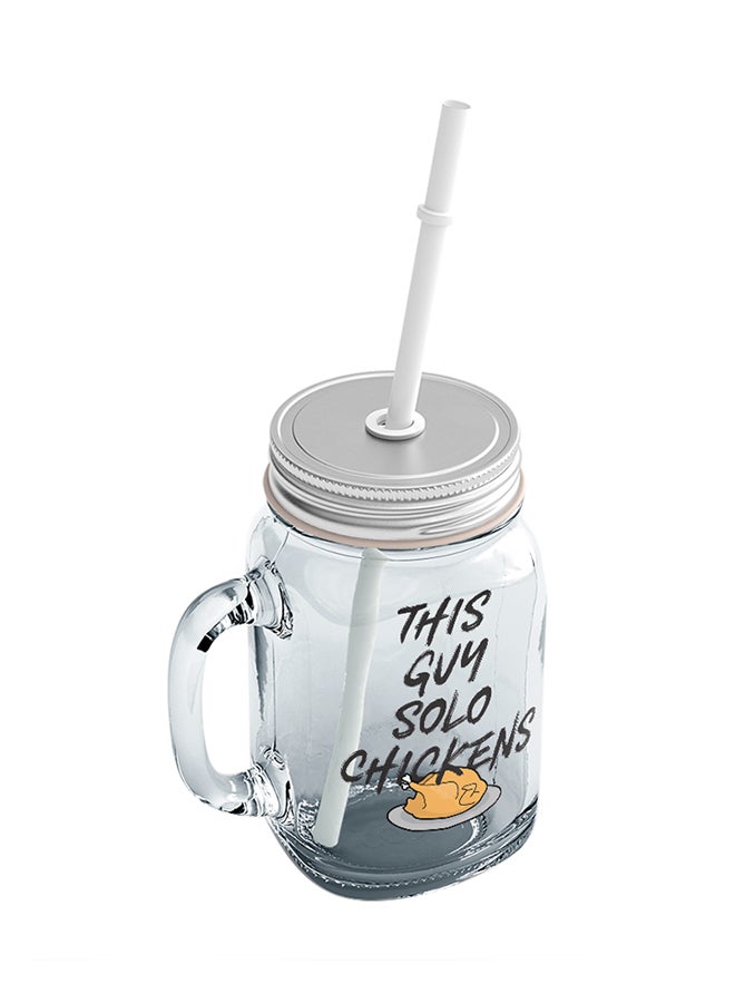 LOUD UNIVERSE PUBG This Guy Solo Chickens Mason Jar With Straw Clear/Black/Beige  - Image 2
