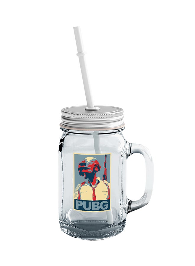 LOUD UNIVERSE PUBG Hope Poster Player Unknown Printed Mason Jar With Straw Clear/Silver/Yellow - Image 1