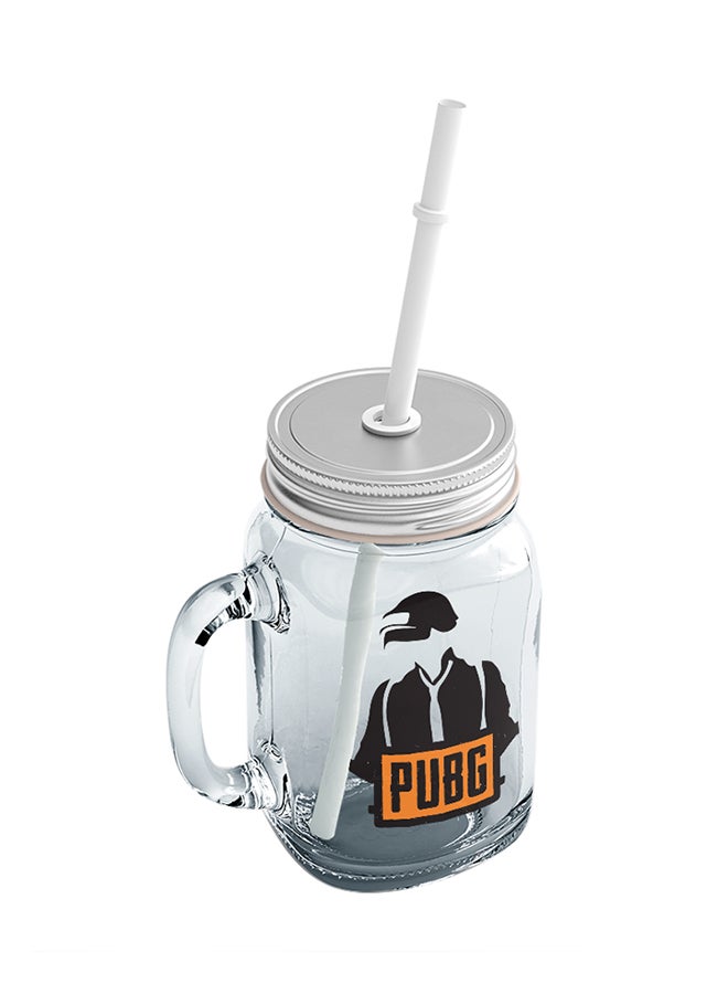 LOUD UNIVERSE PUBG Dark Player Printed Mason Jar With Straw Clear/Silver/Black  - Image 2