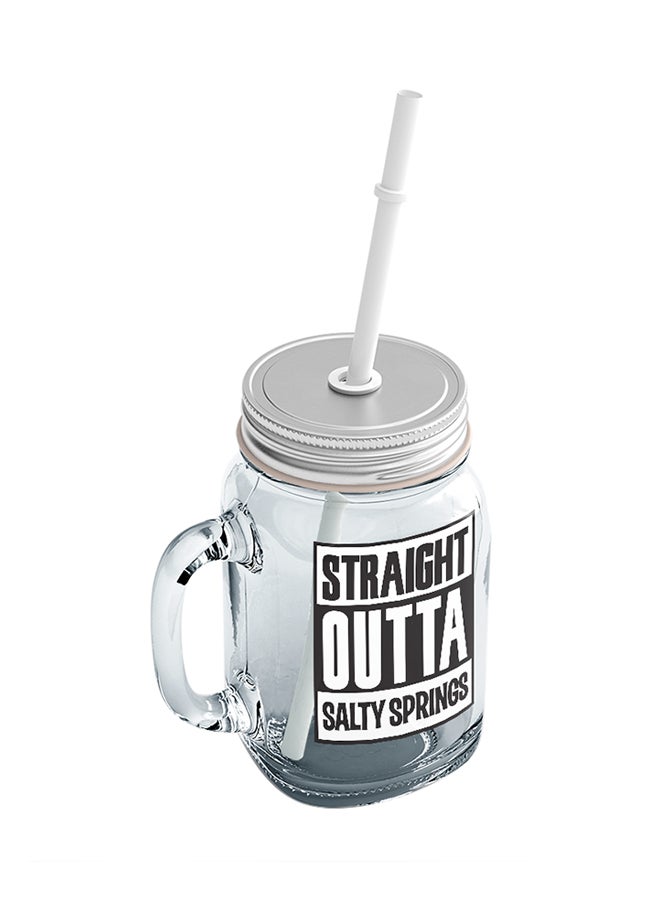 LOUD UNIVERSE Fortnite Straight Outta Salty Springs Printed Mason Jar With Straw Clear/Black/Silver  - Image 2