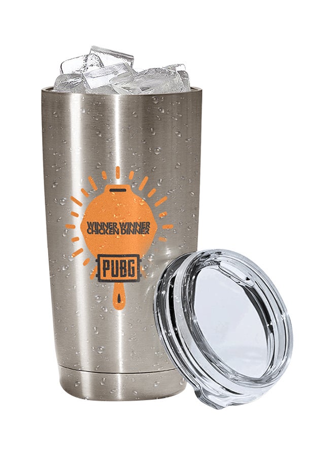 LOUD UNIVERSE PUBG Winner Winner Chiken Dinner Printed Tumbler With Lid Silver/Yellow/Clear  - Image 3