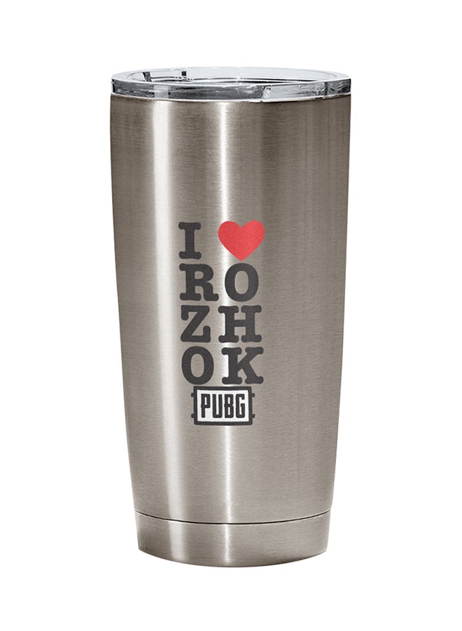 LOUD UNIVERSE I Love Rozhok PUBG Printed Tumbler With Lid Silver/Black/Clear  - Image 1
