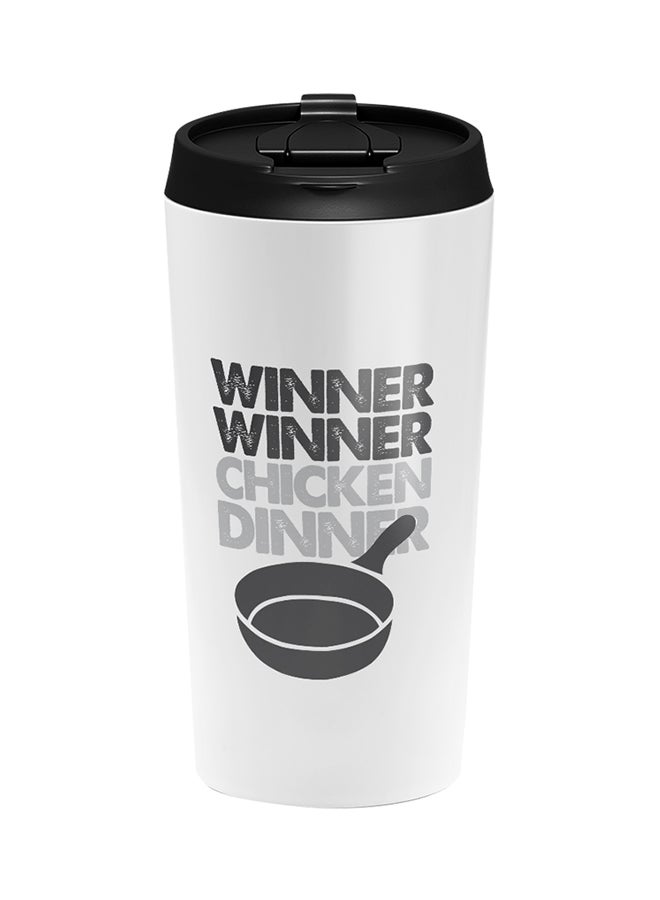 LOUD UNIVERSE PUBG Winner Winner Chicken Dinner Pan Printed Tumbler With Lid White/Black  - Image 1
