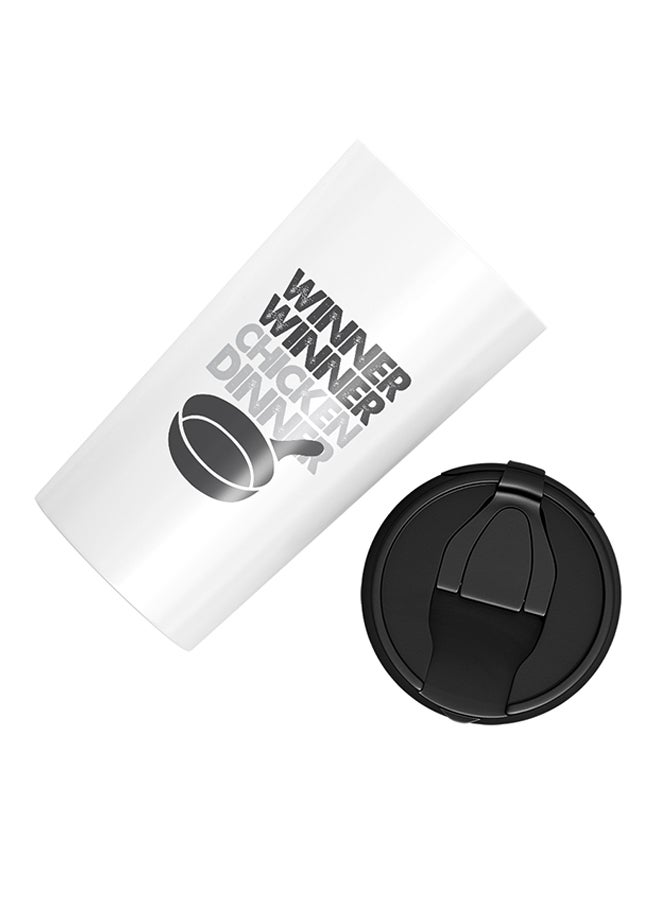 LOUD UNIVERSE PUBG Winner Winner Chicken Dinner Pan Printed Tumbler With Lid White/Black  - Image 3