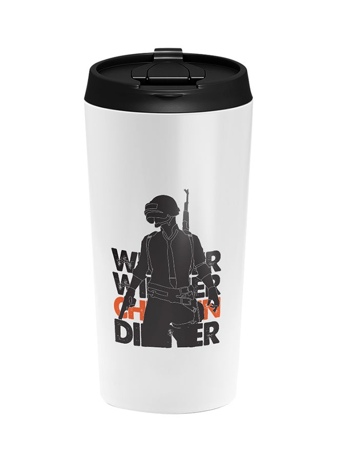 LOUD UNIVERSE PUBG Winner Winner Chicken Dinner Printed Tumbler With Lid White/Black  - Image 1