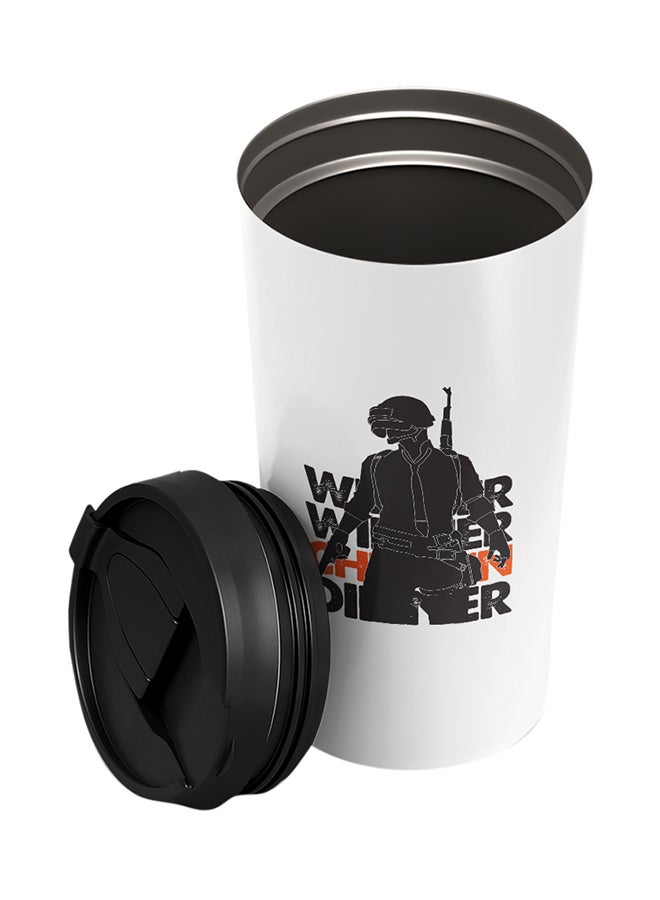LOUD UNIVERSE PUBG Winner Winner Chicken Dinner Printed Tumbler With Lid White/Black  - Image 2