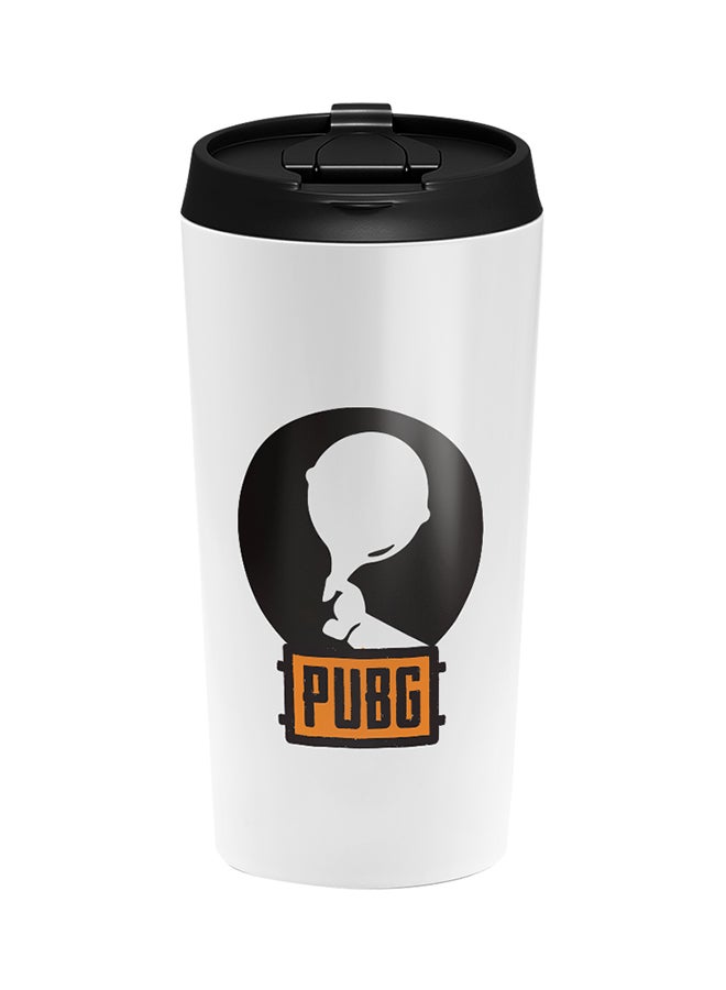 LOUD UNIVERSE PUBG Pan Printed Tumbler With Lid White/Black/Orange  - Image 1