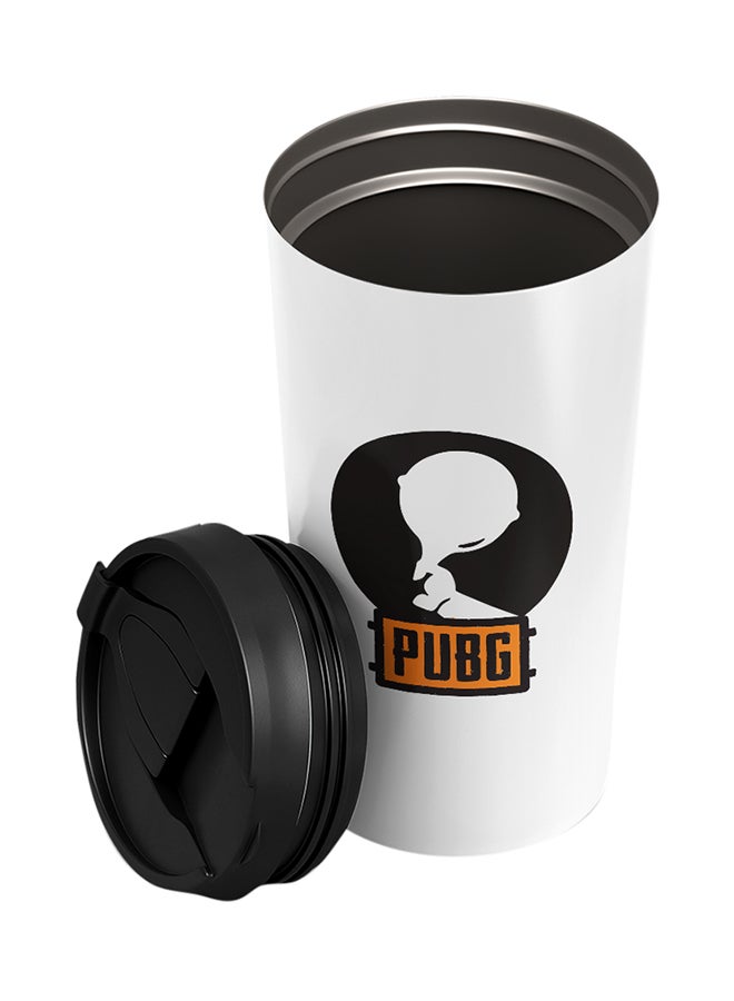 LOUD UNIVERSE PUBG Pan Printed Tumbler With Lid White/Black/Orange  - Image 2