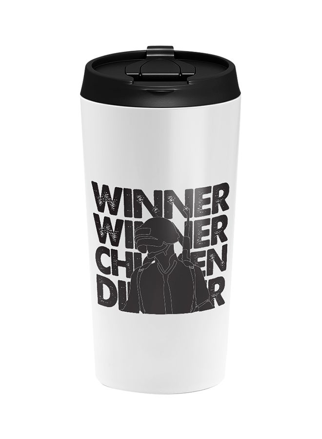LOUD UNIVERSE Winner Winner Chicken Dinner Printed Tumbler With Lid White/Black  - Image 1