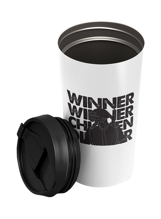 LOUD UNIVERSE Winner Winner Chicken Dinner Printed Tumbler With Lid White/Black  - Image 2
