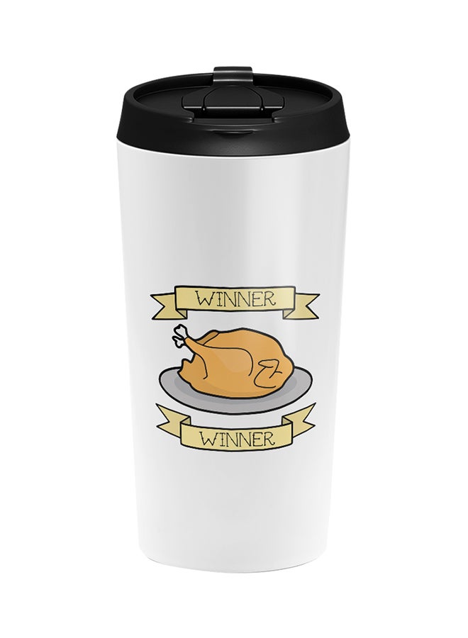LOUD UNIVERSE PUBG Chicken Dinner Printed Tumbler With Lid White/Black/Brown  - Image 1
