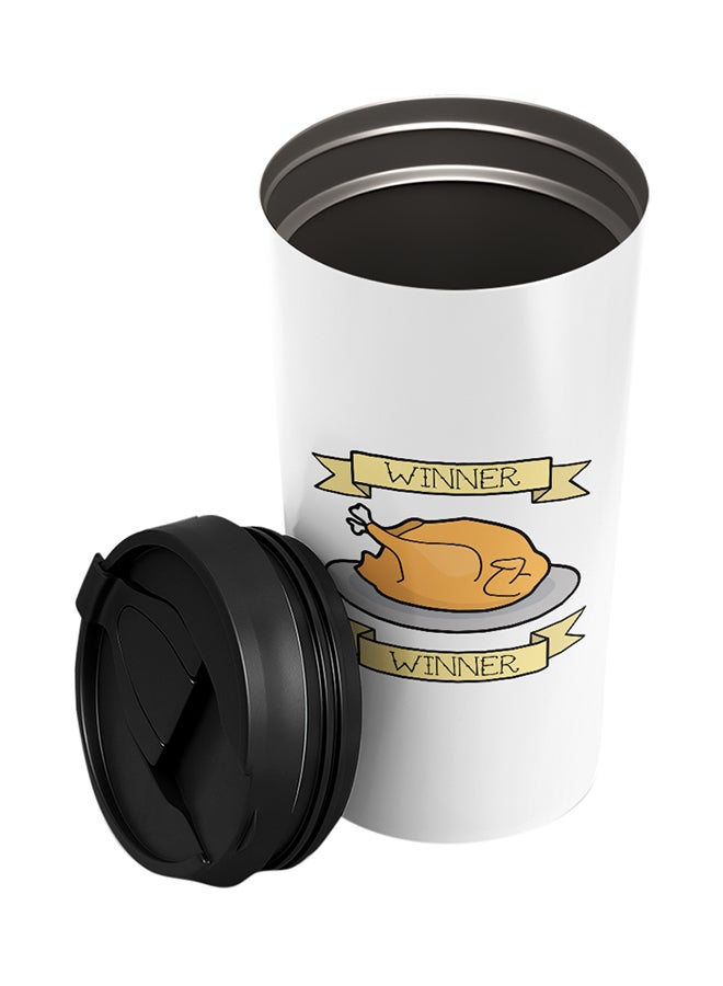 LOUD UNIVERSE PUBG Chicken Dinner Printed Tumbler With Lid White/Black/Brown  - Image 2
