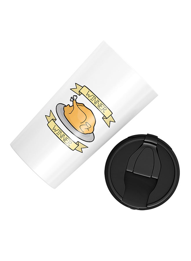 LOUD UNIVERSE PUBG Chicken Dinner Printed Tumbler With Lid White/Black/Brown  - Image 3