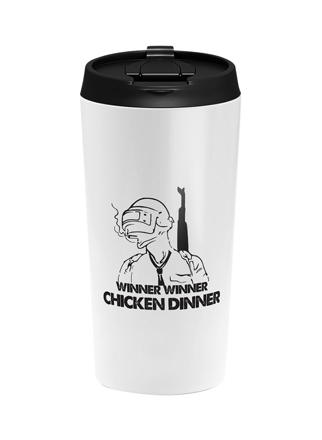 LOUD UNIVERSE PUBG Winner Winner Chicken Dinner Printed Tumbler With Lid White/Black  - Image 1