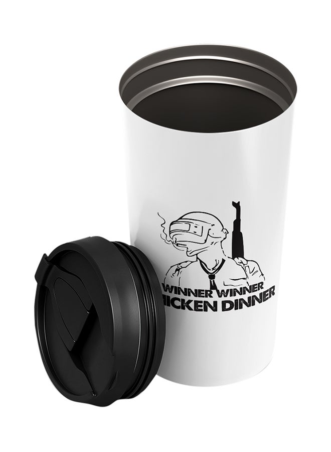 LOUD UNIVERSE PUBG Winner Winner Chicken Dinner Printed Tumbler With Lid White/Black  - Image 2