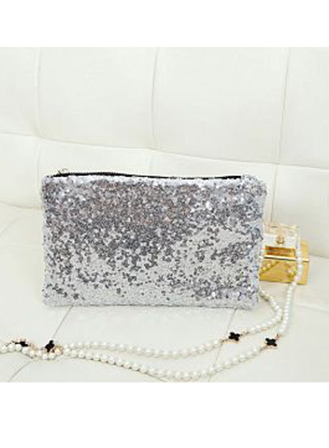 Generic - Dazzling Sequins Glitter Sparkling Evening Party Clutch Silver - Image 1