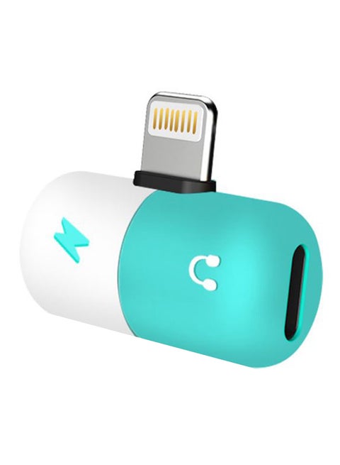 2-In-1 Interface Mini Dual Lightning Splitter Adapter Blue/White