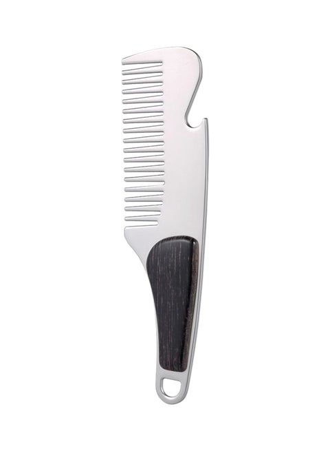 Stainless Steel Mini Pocket Beard And Mustache Comb With Bottle Opener Black/Silver
