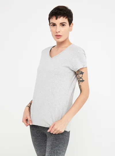 JOCKEY Casual V-Neck Tee Light Grey Mélange