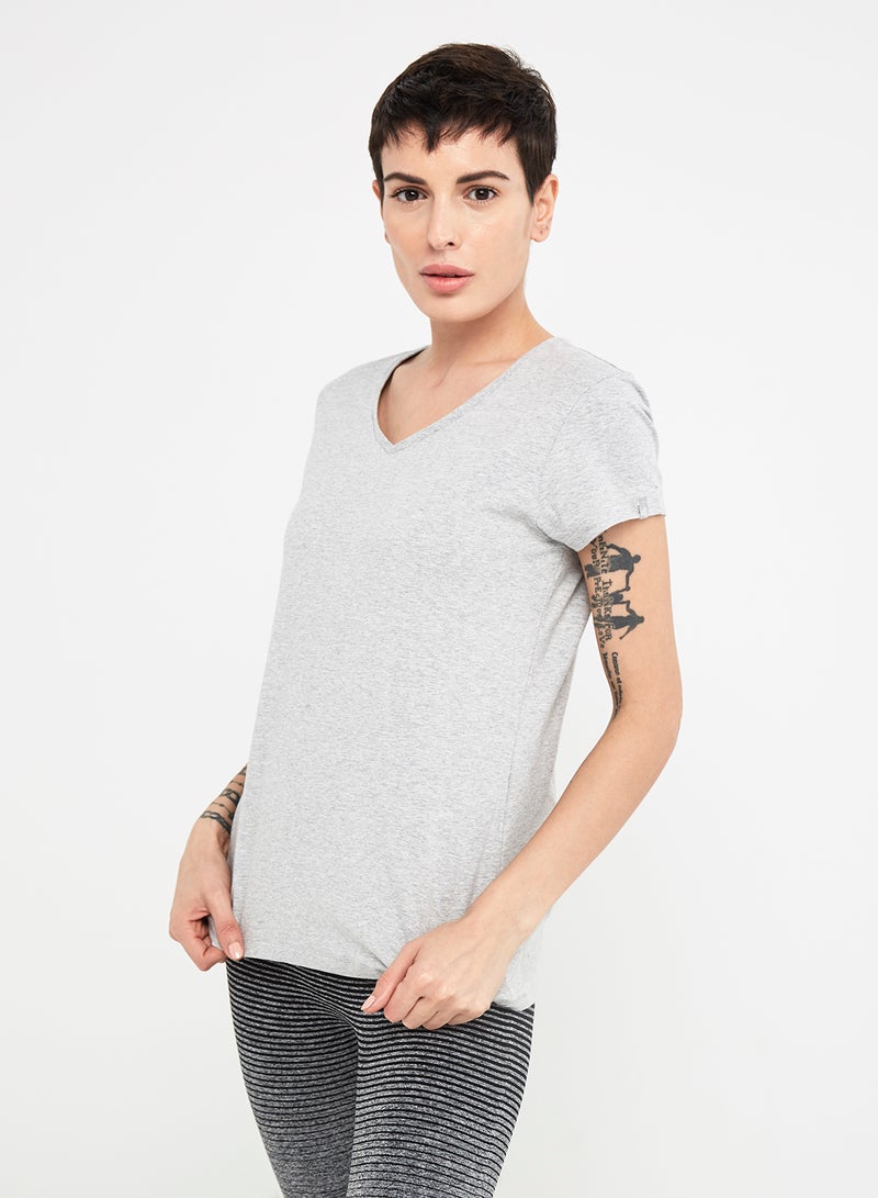 JOCKEY Casual V-Neck Tee Light Grey Mélange  - Image 1