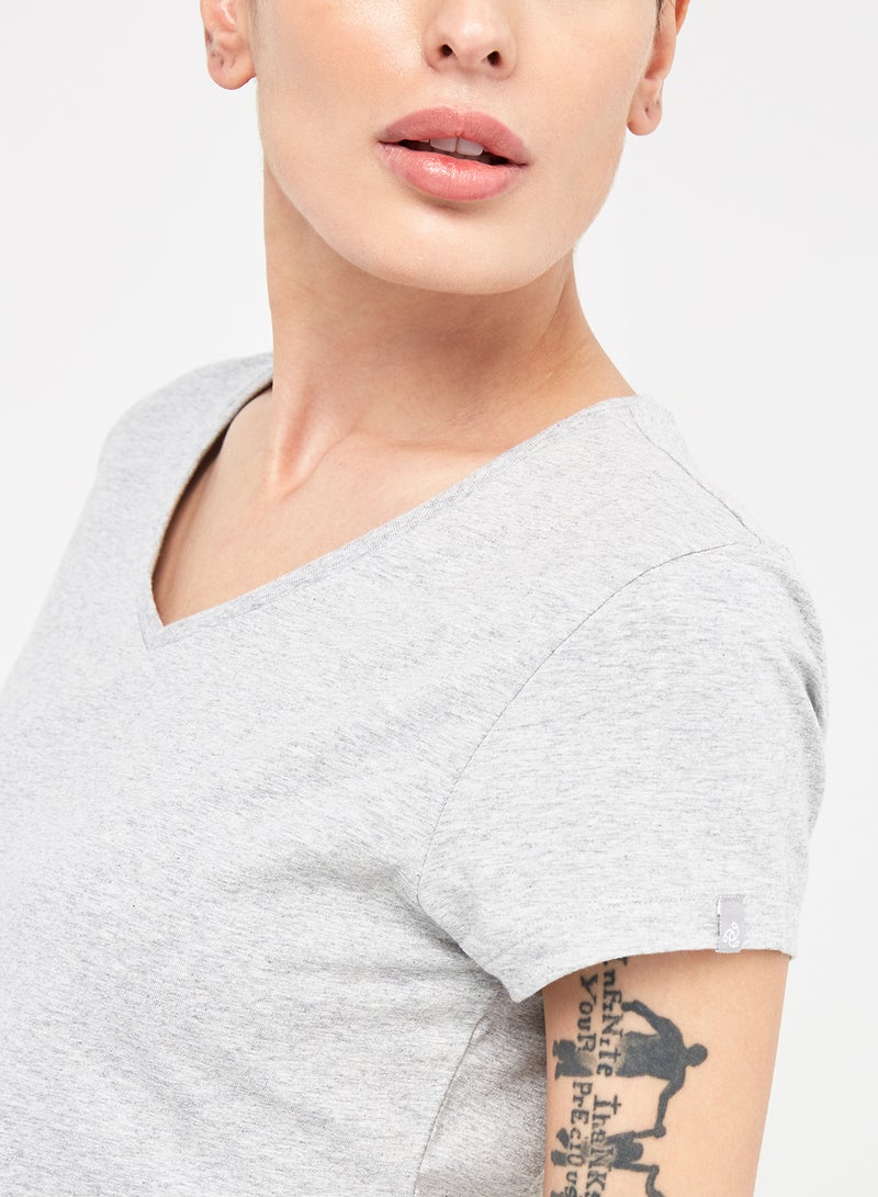 JOCKEY Casual V-Neck Tee Light Grey Mélange  - Image 4