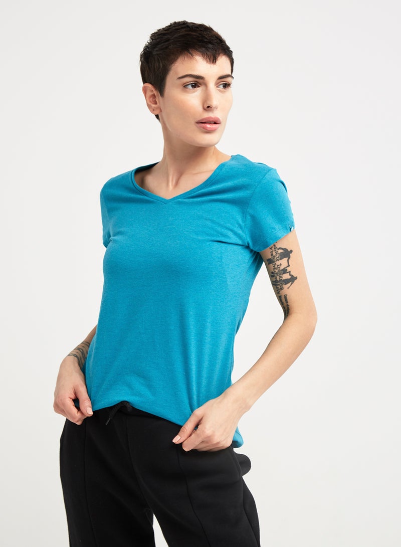 JOCKEY Casual V-Neck Tee Teal Mélange  - Image 1