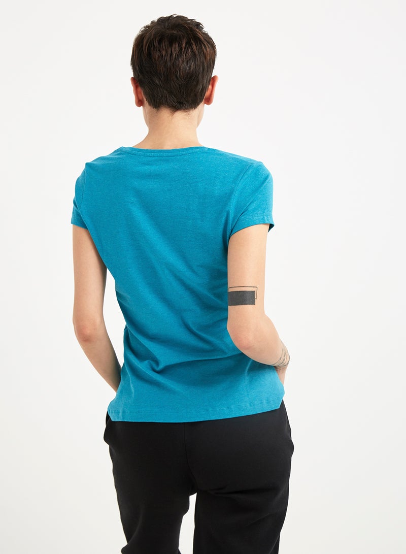 JOCKEY Casual V-Neck Tee Teal Mélange  - Image 2